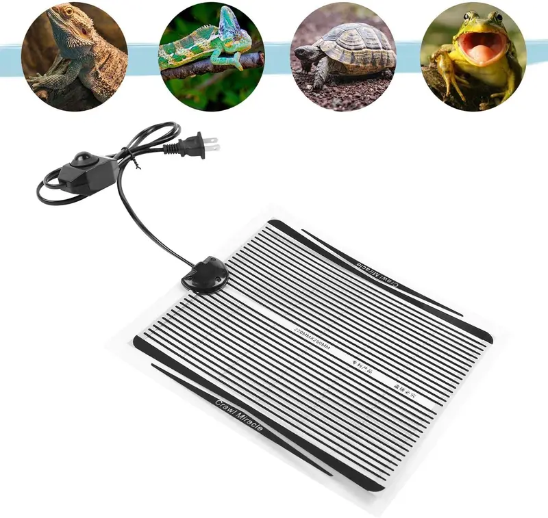 Fashionclubs Reptile Heating Pad with Temperature Control, 110V 15W Reptile Pet Under Tank Warmer Pad Terrarium Heat Mat for Bearded Dragon/Leopard Gecko/Turtle/Snake/Lizard/Frog/Spider