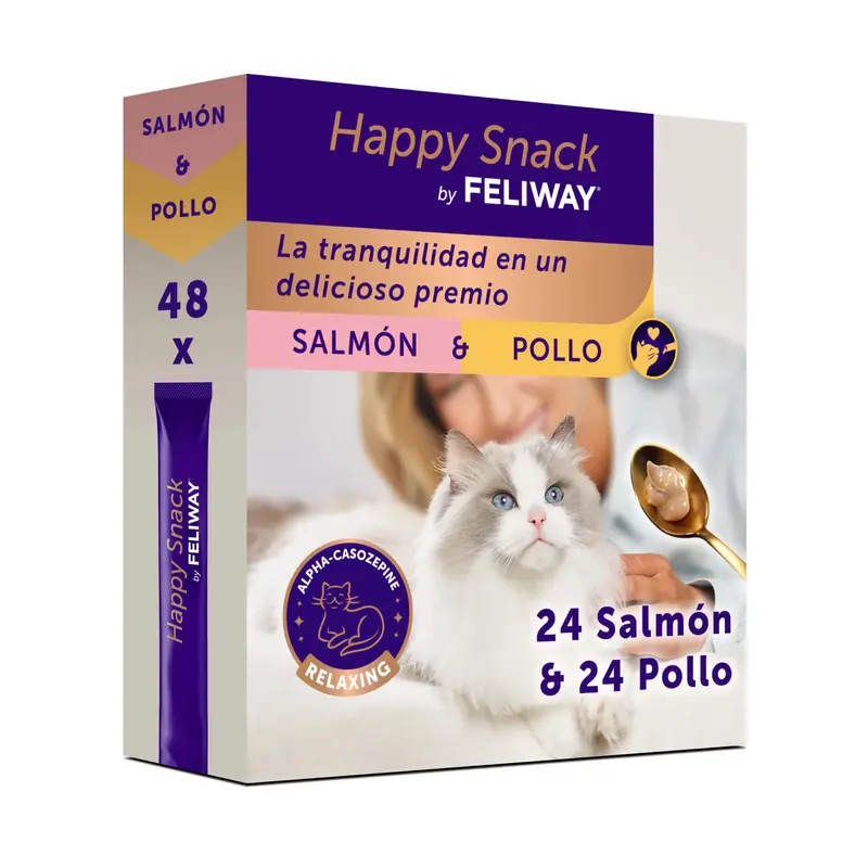FELIWAY Happy Snack Gato | 48 Sticks Cremosos Pollo y Salmón