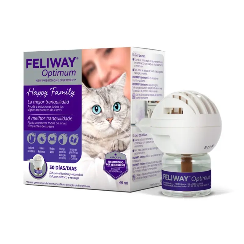 FELIWAY Optimum Difusor + Recambio 48 ml – Kit Completo Antiestres para Gatos