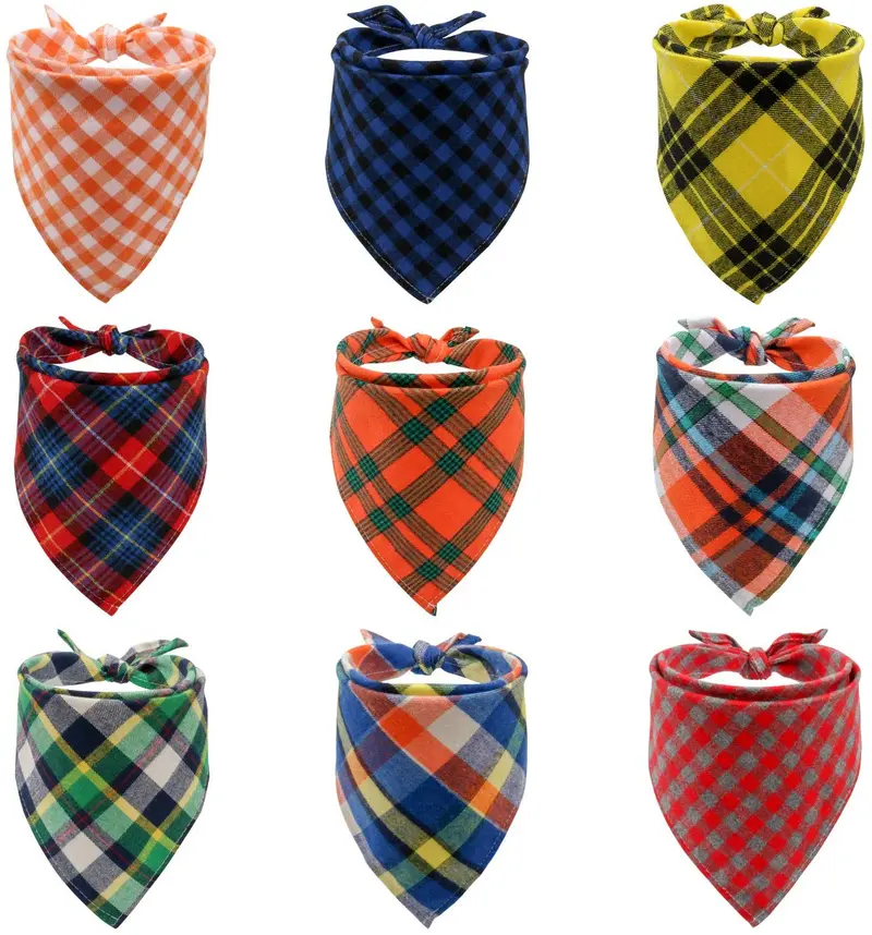 FINDMAG Bandana triangular para perro, reversible, a cuadros, para pintar, baberos, bufanda, lavable y ajustable, juego de pañuelos para perros, gatos, mascotas