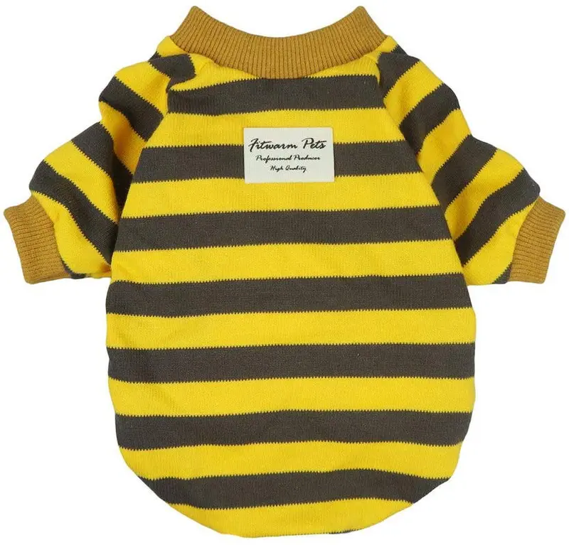 Fitwarm - Ropa para mascotas a rayas, para perros, camisetas, suéter, gato, algodón, color amarillo