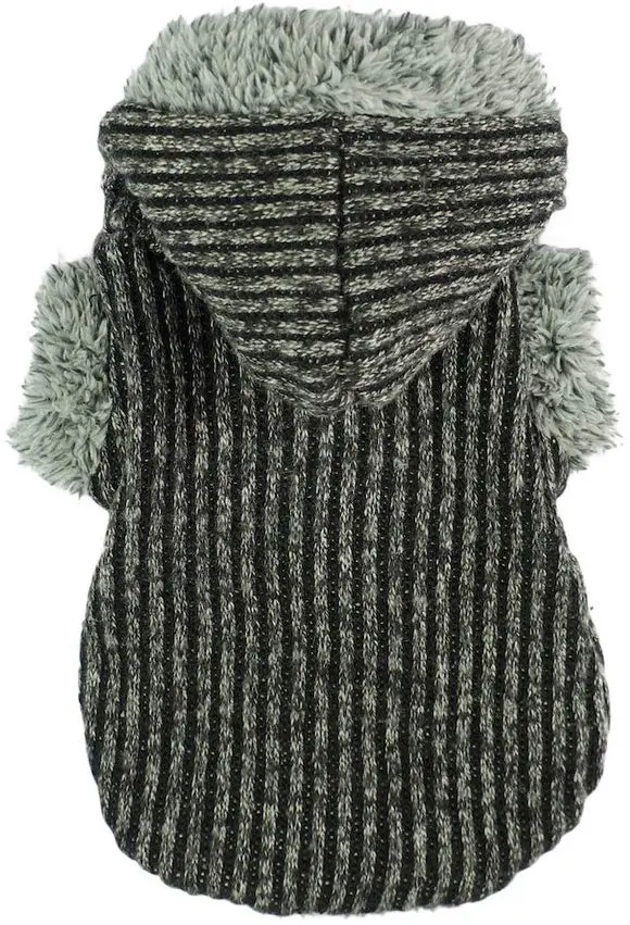 Fitwarm sudaderas tejidas para perros. Abrigo. Suéter. Chamarra con capucha para mascota, color gris.