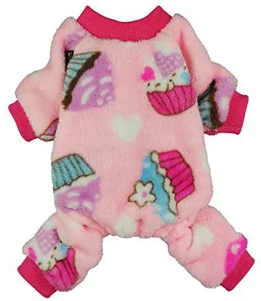 Fitwarm Sweet Cupcake - Ropa para perro, pijamas PJS, abrigo de terciopelo suave, color rosa