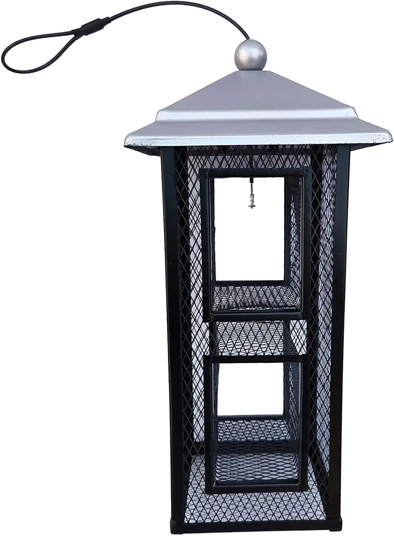 FixtureDisplays 1374-2NEW-FBA - Comedero de metal para pájaros salvajes (diseño de girasol)