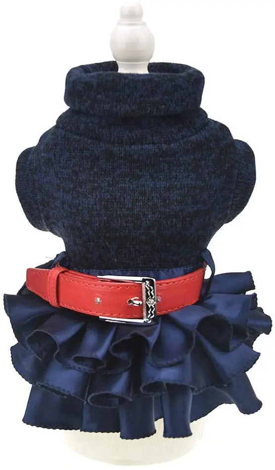 FLAdorepet Vestido de invierno cálido para perro con falda de tutú para mascota, gato, ropa de punto para perros pequeños, medianos, niñas