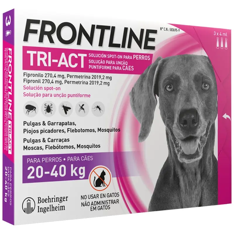 Frontline® TRI-ACT Perros – Pipeta Repelente contra Pulgas, Garrapatas y Mosquitos