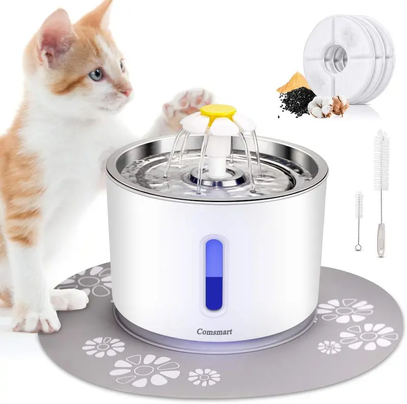 Fuente de agua Comsmart para gatos, fuente de agua para gatos, perros y otros animales domésticos de acero inoxidable