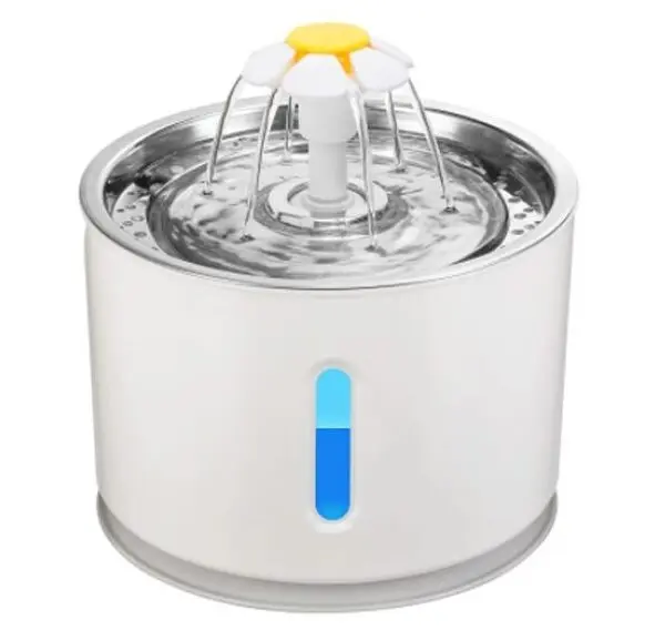 Fuente de Agua Flor Redonda con Luz Led Acero Inoxidable 2,4lts