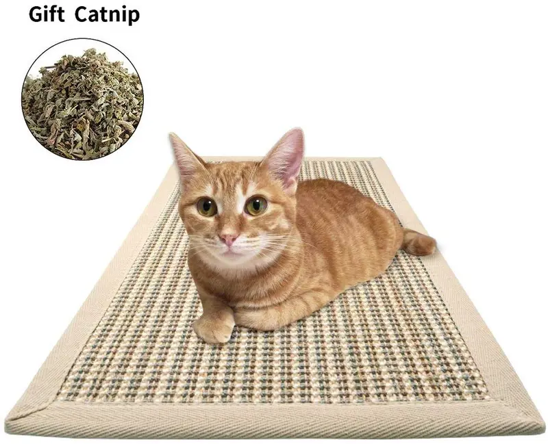 FUKUMARU - Alfombra rascadora para gatos, cuerda de sisal natural, para rascar el suelo