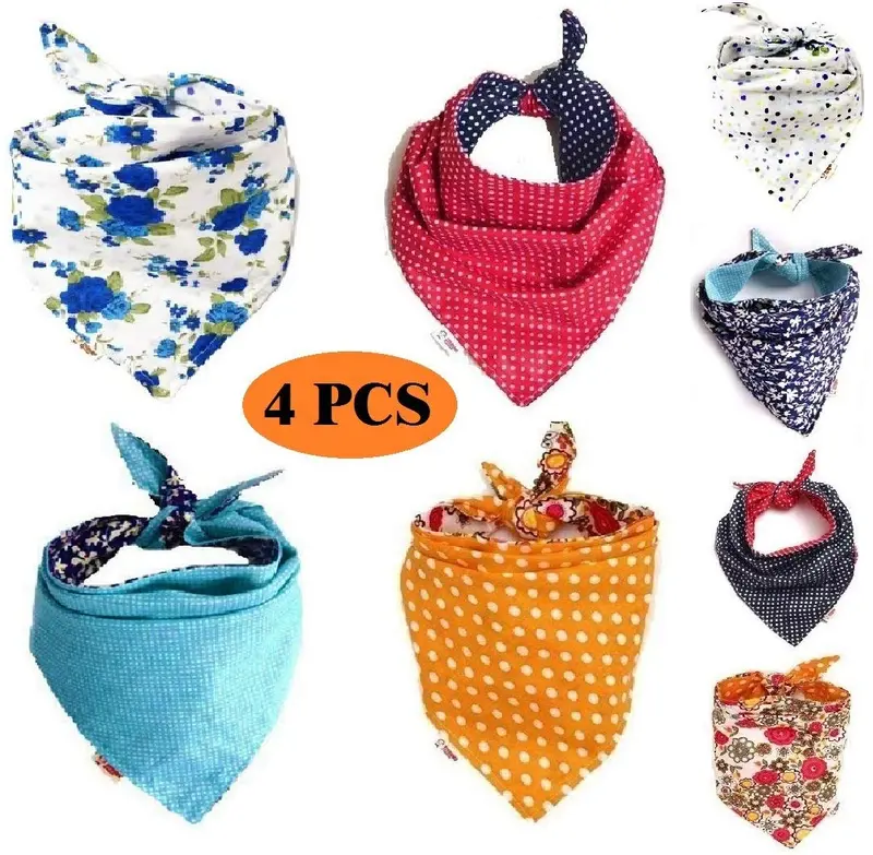 FUNPET (4 unidades) Bandana para perros, baberos triangulares, pañuelos coloridos, Accesorios para gatos y cachorros