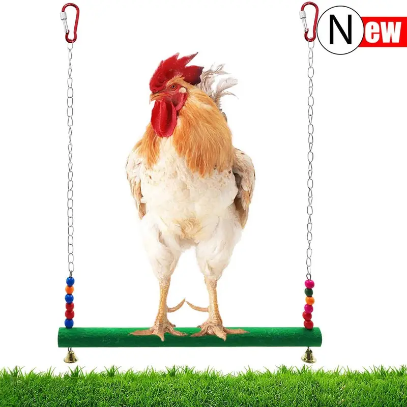 GABraden - Columpio de pollo natural esmerilado de madera colorida para gallinas, hecho a mano, juguete para pájaros, loros, gallinas, guacamayos, accesorios para gallineros