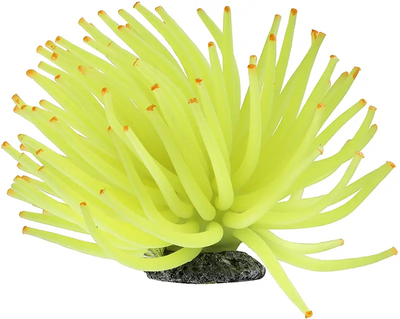 GloFish Anemona - Adorno de acuario amarillo