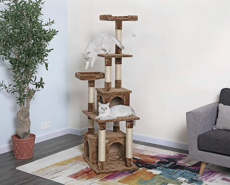 Go Pet Club F206 - Mueble para cama de mascotas, diseño de árbol de gatos, color negro