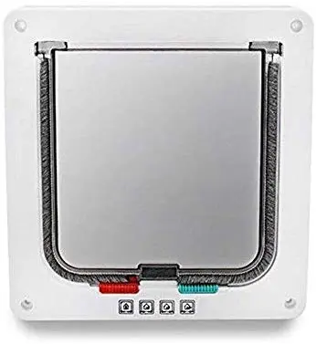 Gomaomi - Puerta con solapa para interior exterior, 4 puertas impermeables, color blanco, para gatos y perros pequeños