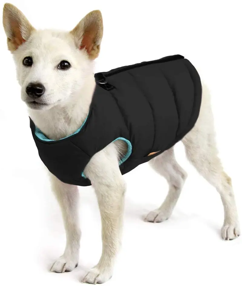 Gooby - Padded Vest, Dog Jacket Coat Sweater with Zipper Closure and Leash Ring