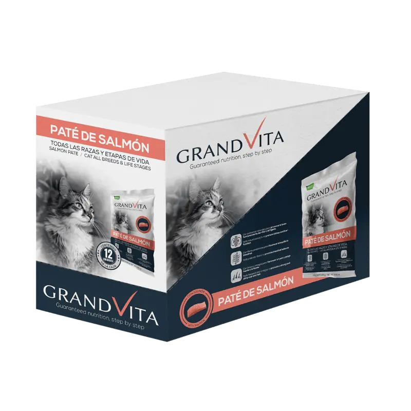 Grand Vita Gato Paté Salmón 100G X 12 Und