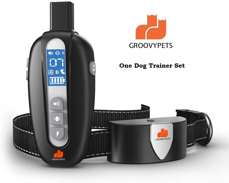 Groovypets - Collar de entrenamiento para perros pequeños y medianos, 3 modos de entrenamiento, sonido, vibración, recargable, 100% resistente al agua (GPT600-1)