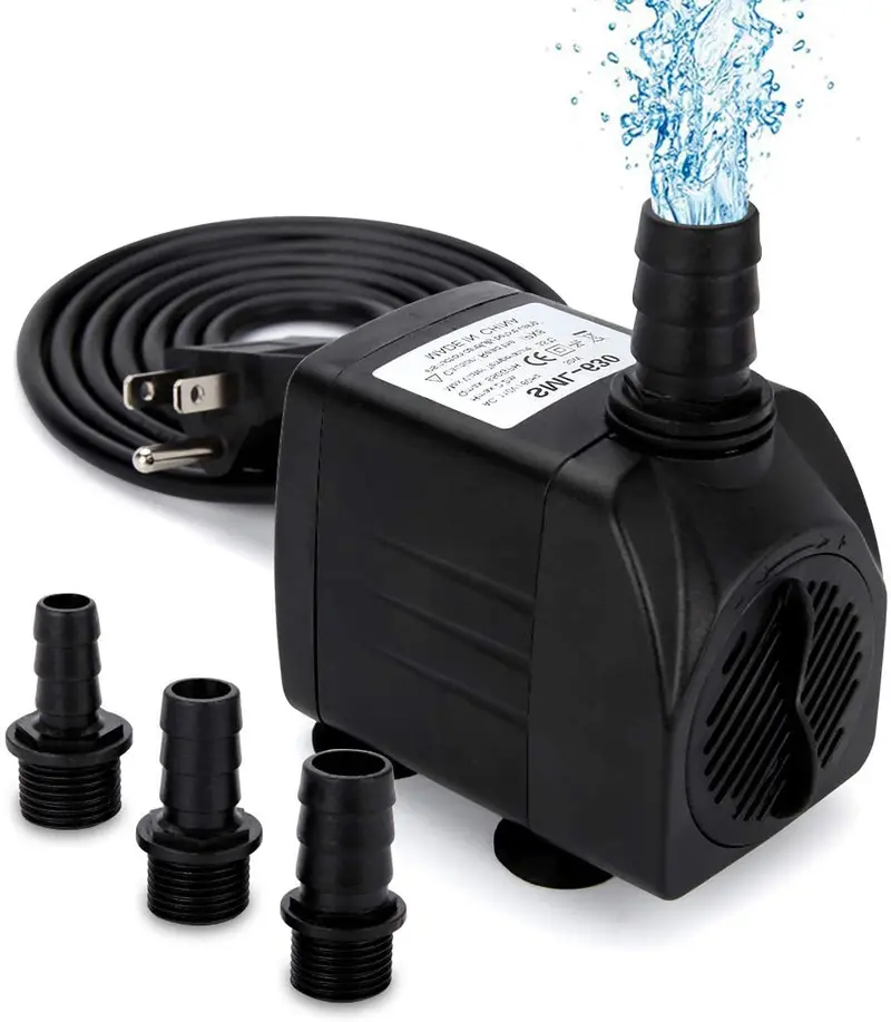 GROWNEER 550GPH Bomba sumergible 30 W Ultra silenciosa Fuente Bomba de agua, 2000 L/H, con elevación de 7.2 ft de altura, 3 boquillas para acuario, tanque de peces, estanque, hidropónico, estatuario
