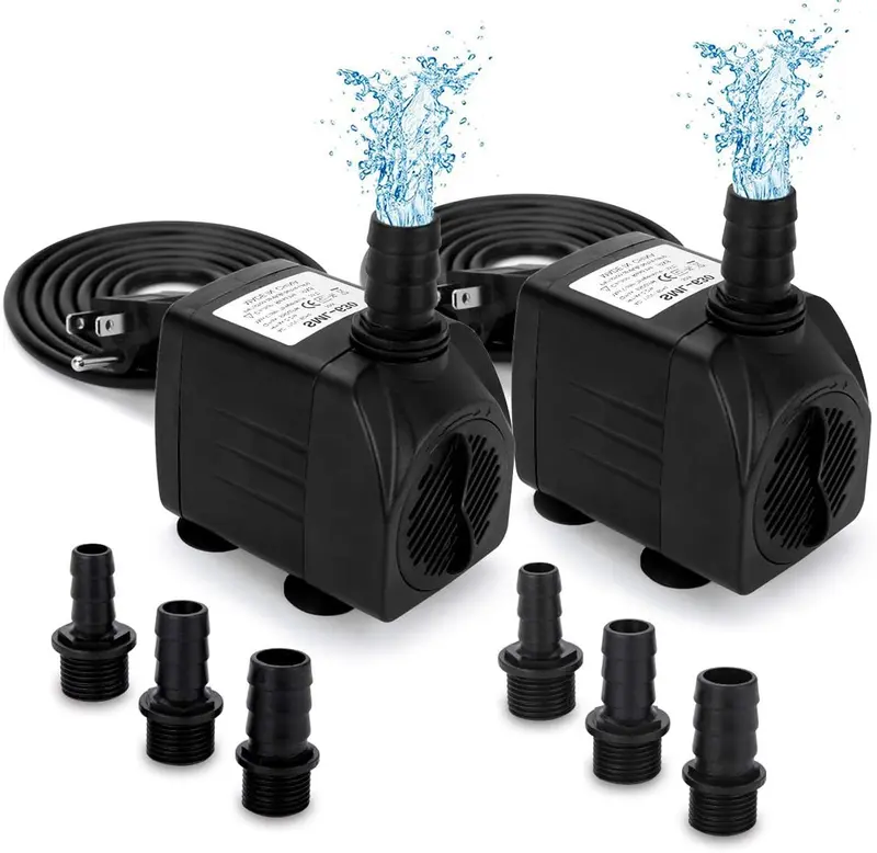 GROWNEER - Bomba sumergible de agua con boquilla para acuario, pecera, estanque, hidropónica, estatuaria, 550 GPH, 2 unidades.