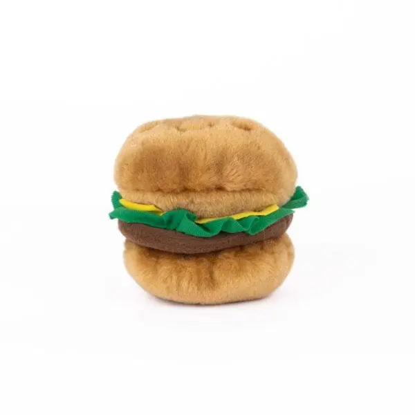 Hamburguesa de Peluche con Squeakers - ZippyPaws NomNomz Hamburger