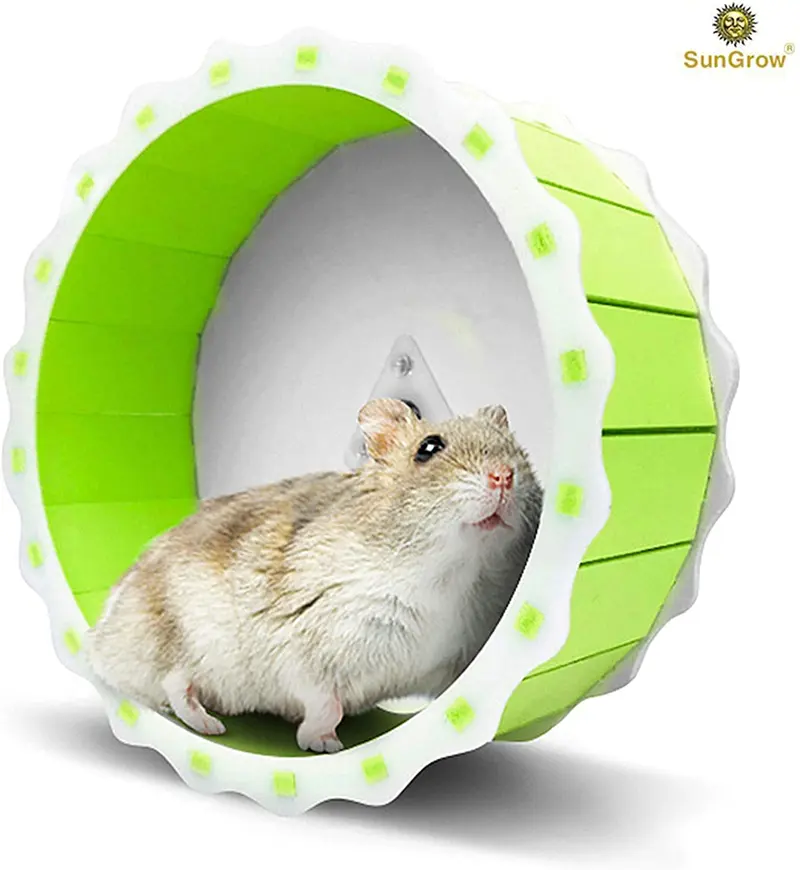 Hamster Spinner Wheel, Quiet Exercise Toy, Installation in Less Than 5 Minutes, Keeps Small Pets Active & Entertained, Durable PVC Plastic Material, 6.7” Diameter Fits Hamsters, Gerbils & Mice