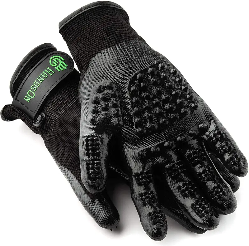 HandsOn - Guantes de aseo para mascotas patentados #1 clasificados, premios ganadores de cobertura, baño y removedor de pelo, cepillo suave para gatos