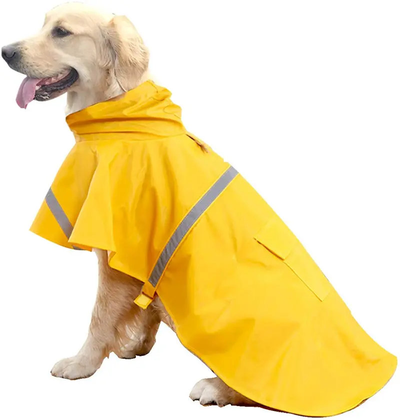 HAPEE Chubasquero para perros grandes con capucha reflectante, chamarra poncho para lluvia para perros