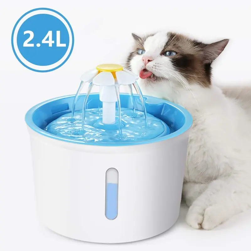 HappYard - Fuente de agua para gatos, dispensador de agua para perros con filtros de repuesto, fuente de agua para gatos y mascotas con flores, fuentes de mascotas para gatos y animales pequeños