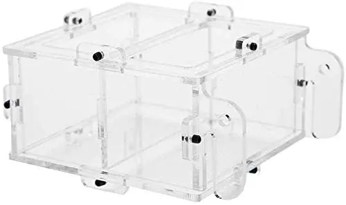 HEEPDD Bird Cage Feeder, 2-Slot Acrylic Food Feeder Container Bird Cage Accessories with Hooks for Small Birds Parrots Canaries Cockatiels Conures Lovebirds Parakeets Finches