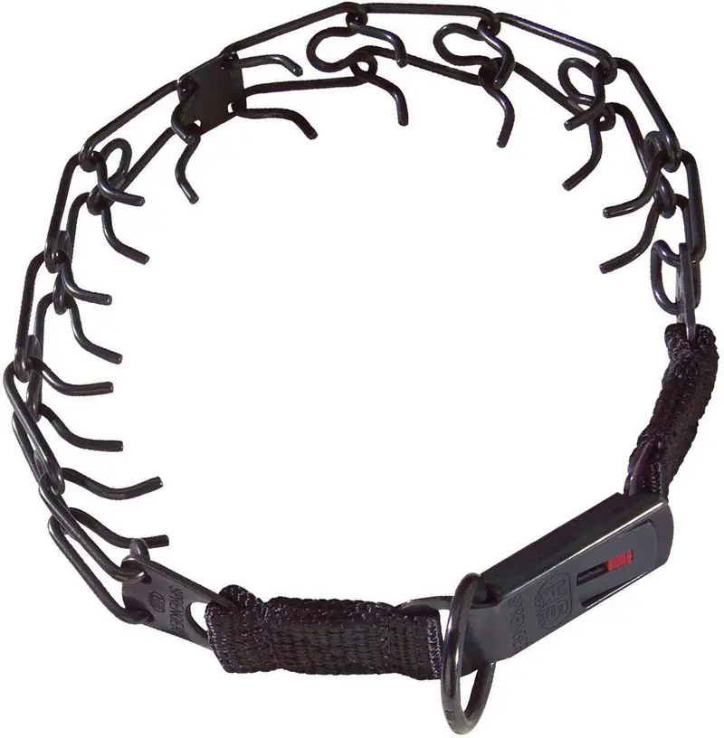 Herm Sprenger Acero Inoxidable Prong perro collar con hebilla – Caja de seguridad, Negro