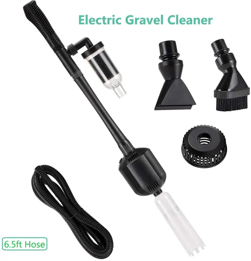 Higger 12V DC 5 en 1 Eléctrico Acuario Grava Aspiradora Kit de Arena Arandela Grava Herramientas de Limpieza de Cambio de Agua para Tanque de Pescado