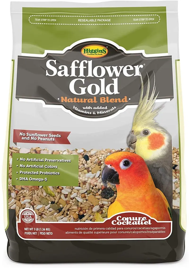 Higgins Safflower Gold Natural Food Mix for Conures & Cockatiels