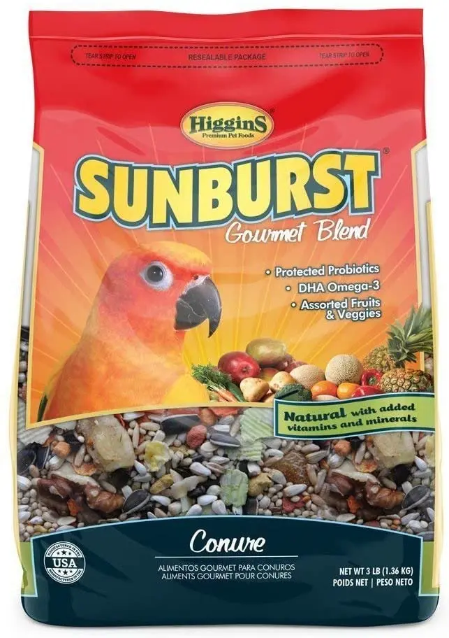 Higgins Sunburst, cotorras, Alimento para pájaros, mezcla de Gourmet con frutas y verduras, 3 kg. bolsa rápido envío gratuito, por sólo jak mascota del Mercado