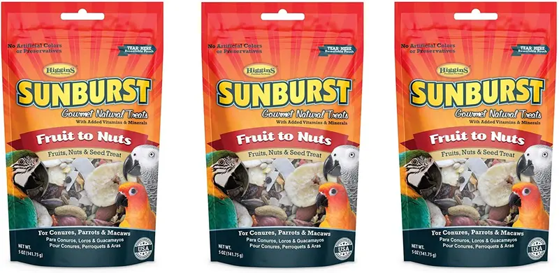 Higgins Sunburst Fruits to Nuts Gourmet Treats Conures, Parrots & Macaws