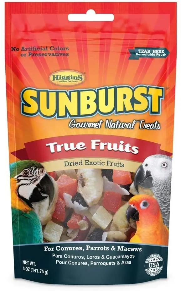 Higgins Sunburst True Fruits Alimento para Conures Gourmet, & Macaws, diseño de loros