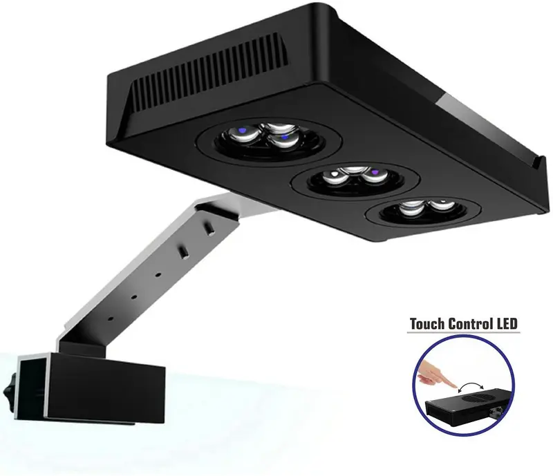 HIPARGERO Luz LED de acuario – Luces LED de acuario 30W de agua salada con control táctil y chips Cree de 3 W para peces de arrecife de coral Nano tanque