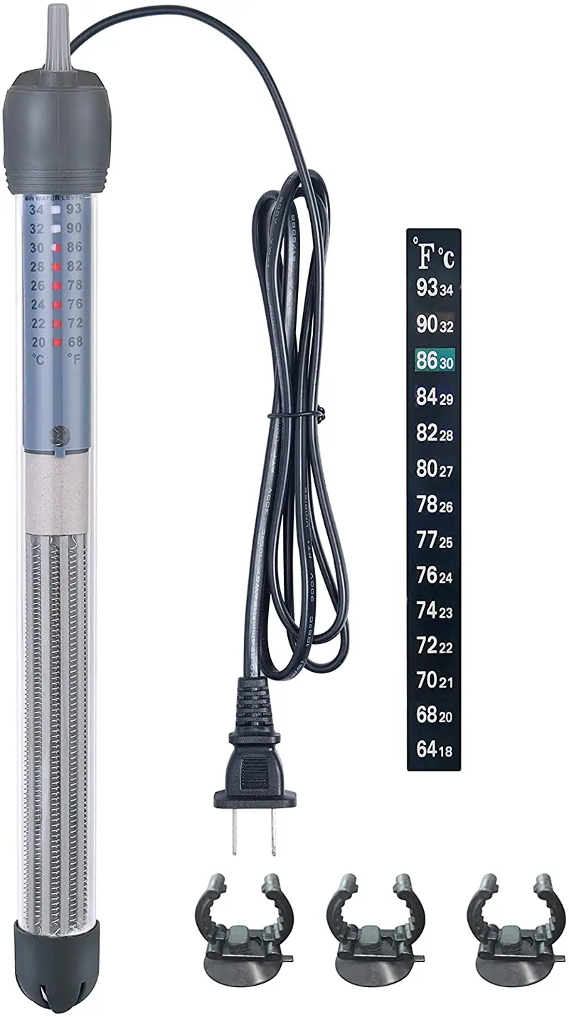 HITOP 50W 100W 300W calentador de acuario ajustable, calentador de tanque de peces sumergible termostato con termómetro