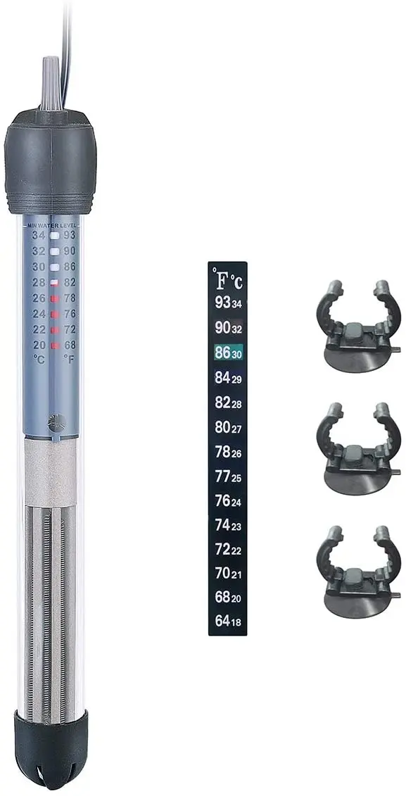 HITOP 50W 100W 300W calentador de acuario ajustable, calentador de tanque de peces sumergible termostato con termómetro