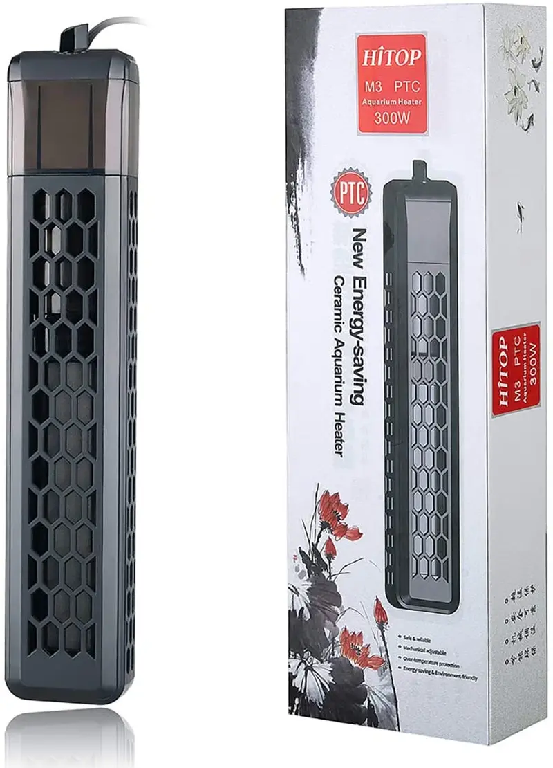 HITOP Calentador de tanque de peces, sumergible, ajustable, 100 W, 200 W, 300 W, 500 W, para tanque de peces (300 W)