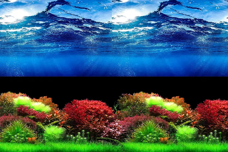 Hitop - Fondo de acuario de doble cara, 3 piezas diferentes con un total de 6 opciones para acuario