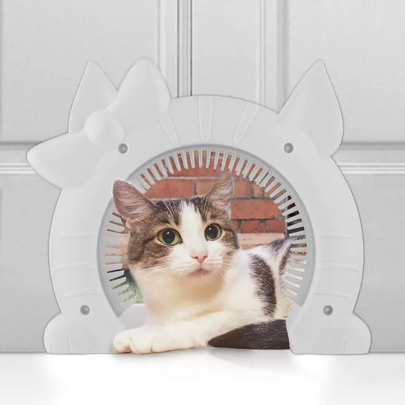 Homdox plástico 4 Vías de bloqueo Bloqueo de la puerta para gatos pequeño gato solapa blanco