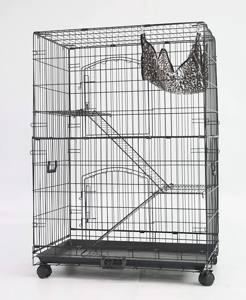 Homey Pet - Jaula para gato de alambre negro de 36.0 in o 30.0 in con bandeja para hamaca y ruedas