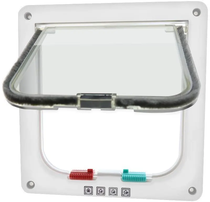 Hongyun - Solapa para puerta de gato, 4 vías, con bloqueo, impermeable, para puerta de gatos, perros pequeños, segura, fácil de instalar, exterior fácil