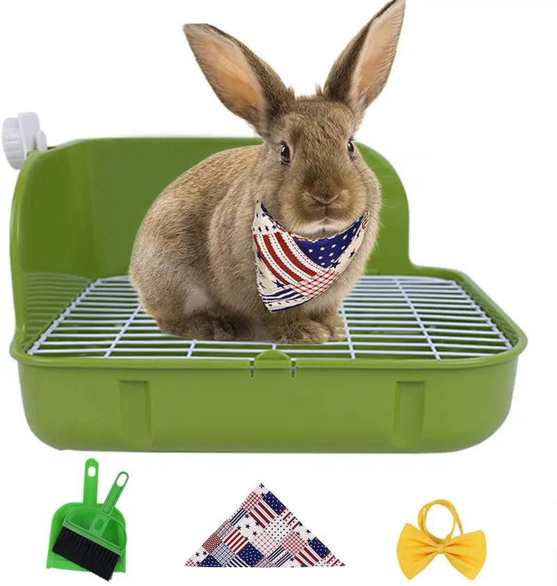 Humorous.P - Inodoro para mascotas, tamaño pequeño, forma de esquina, para animales pequeños, conejos, cobayas, galesaurios y hurones, material de plástico rectangular