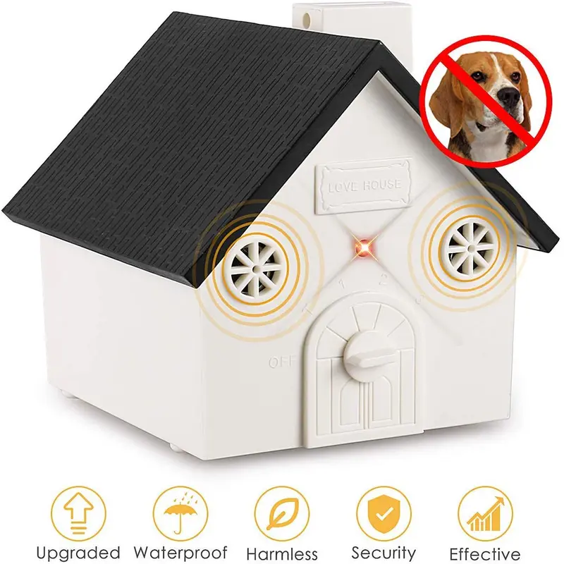 Humutan Anti Barking Device, 2019 New Bark Box Outdoor Dog Repellent Device with Adjustable Ultrasonic Level Control Safe for Small Medium Large Dogs, Sonic Bark Deterrents, Bark Control Device