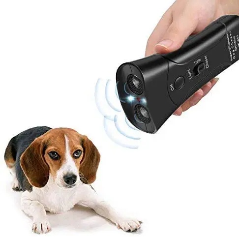 Humutan Handheld Dog Repellent, Dual Channel Electronic Animal Repellent, Handy Ultrasonic Dog Training Pet Bark Stopper for Outdoor Camping Garden