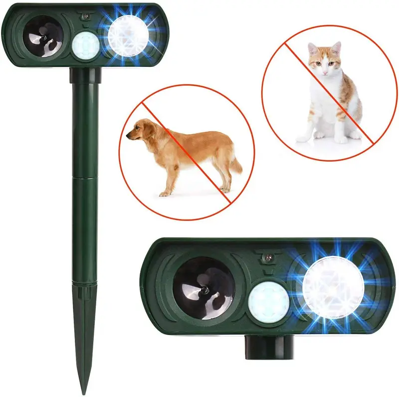 Humutan Repelente ultrasónico para perros, alimentado por energía solar e impermeable sensor PIR repelente para gatos, perros, pájaros y mofones y más