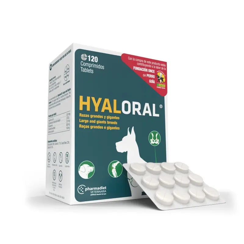 Hyaloral Razas Grandes 120 Comprimidos – Condroprotector Articular para Perros | Pharmadiet