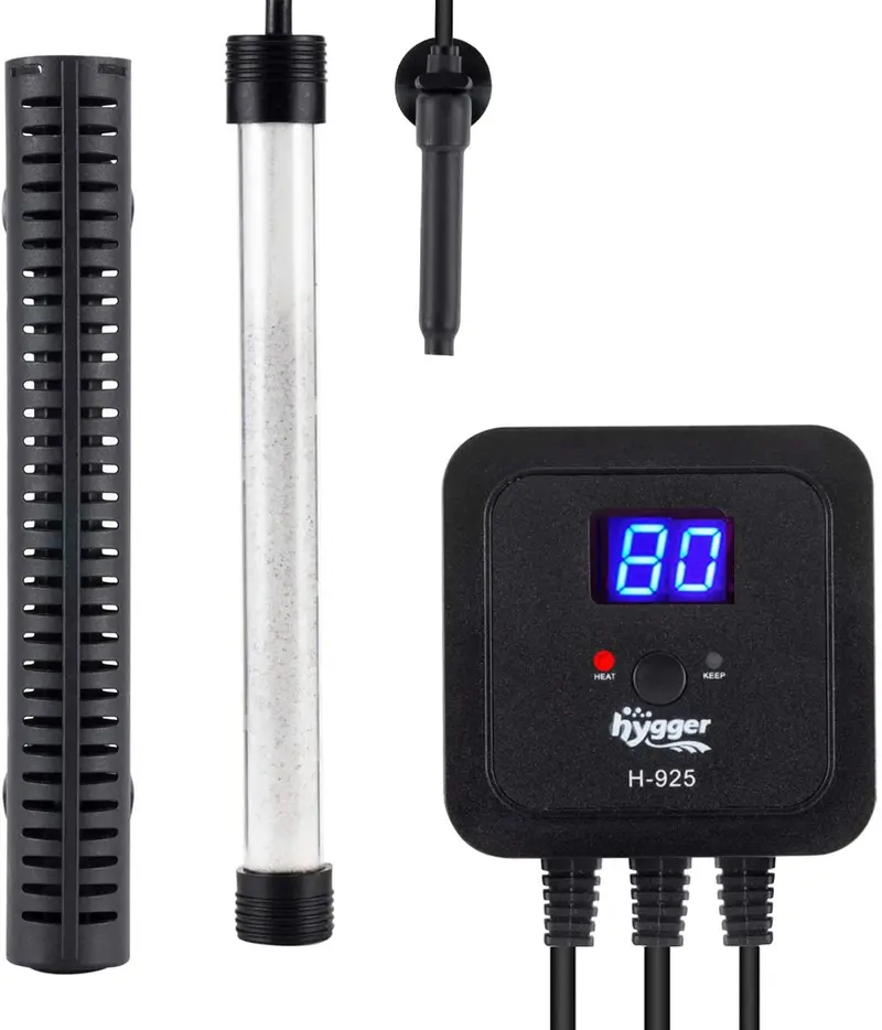 Hygger - Calentador de acuario (500 W, 300 W, termostato sumergible de calentamiento rápido, para pecera, 30 a 120 galones, con pantalla digital LED externa controlador de temperatura y termómetro