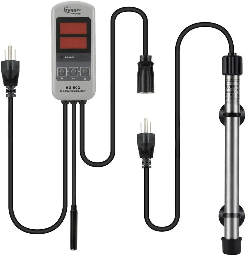Hygger - Calentador de acuario sumergible con termostato digital, tubo de titanio para agua salada, controlador de temperatura IC 50-500 W